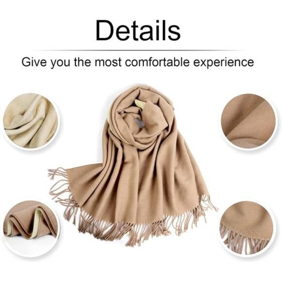 Women's Shawls Wraps Large Beige Khaki - Picture 5 of 6